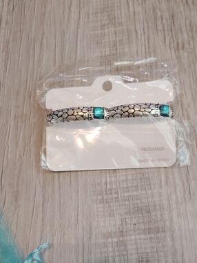 Silver Bracelet with Teal Gem Accents - Women Jewelry
